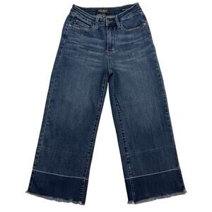 Judy Blue Jeans Womens 5 / 27 Blue Knoxville Hi Rise Wide Leg Crop Releases Hem